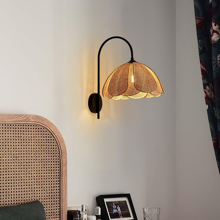 Organic Rattan Petal Wall Sconce - LED Ambient Lighting
