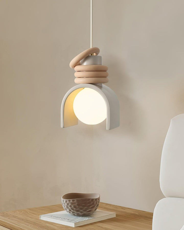 Organic Resin & Opal Glass Pendant Light