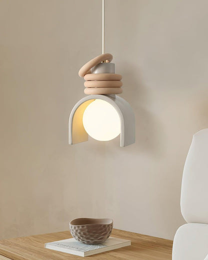 Organic Resin & Opal Glass Pendant Light