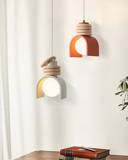 Organic Resin & Opal Glass Pendant Light