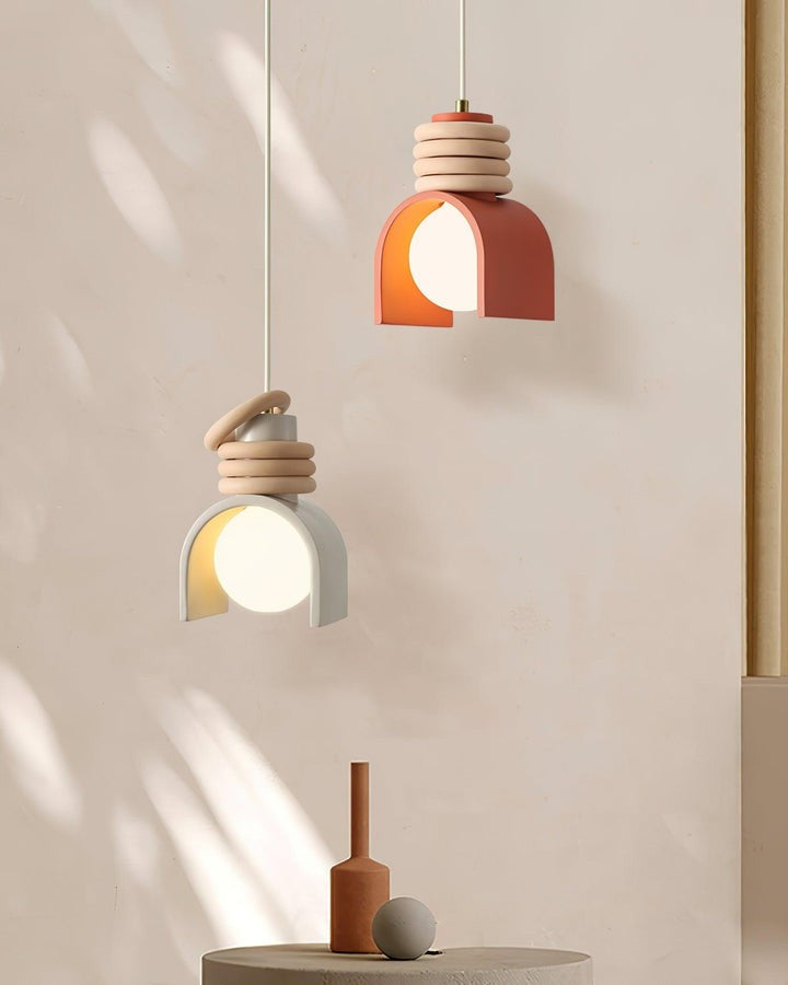 Organic Resin & Opal Glass Pendant Light