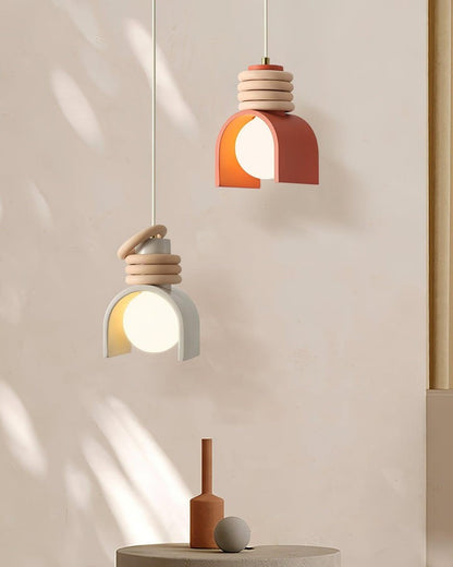 Organic Resin & Opal Glass Pendant Light