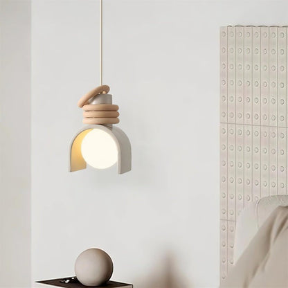 Organic Resin & Opal Glass Pendant Light