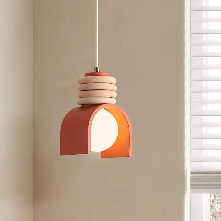 Organic Resin & Opal Glass Pendant Light