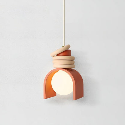 Organic Resin & Opal Glass Pendant Light