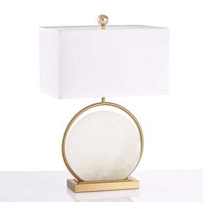Oval White Marble Table Lamp with Gold Finish