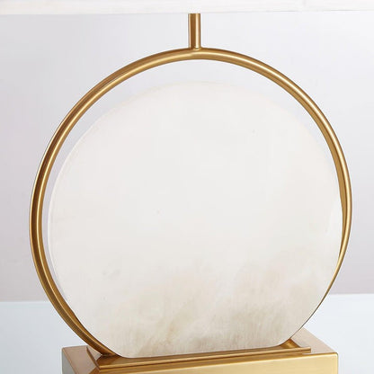 Oval White Marble Table Lamp with Gold Finish