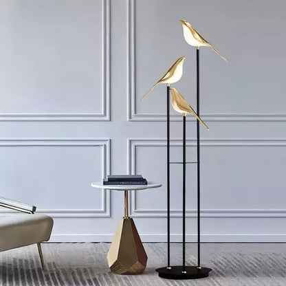 Perch LED Floor Lamp with Magpie Silhouette