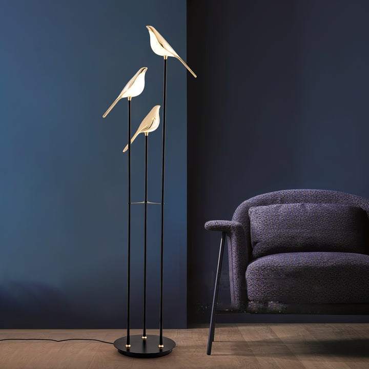 Perch LED Floor Lamp with Magpie Silhouette