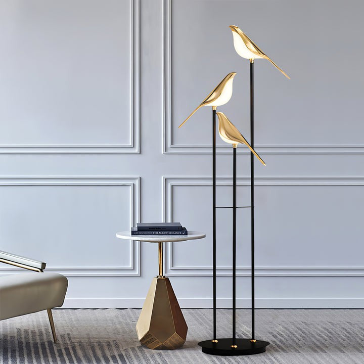Perch LED Floor Lamp with Magpie Silhouette
