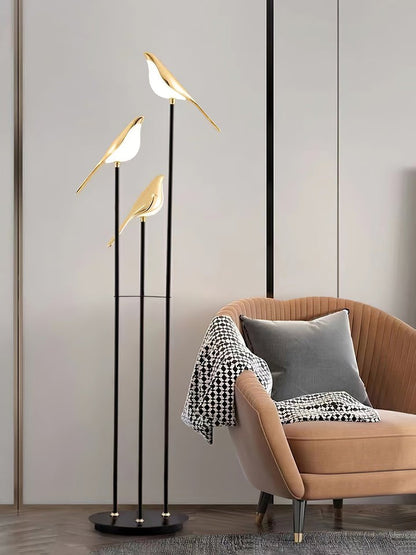 Perch LED Floor Lamp with Magpie Silhouette