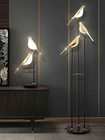 Perch LED Floor Lamp with Magpie Silhouette