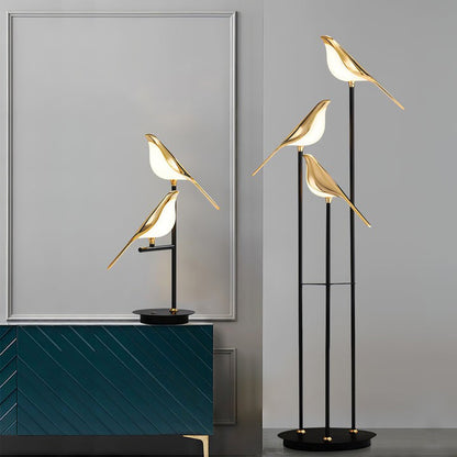 Perch LED Floor Lamp with Magpie Silhouette