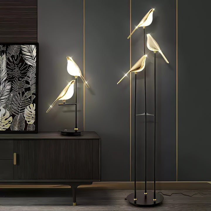 Perch LED Floor Lamp with Magpie Silhouette