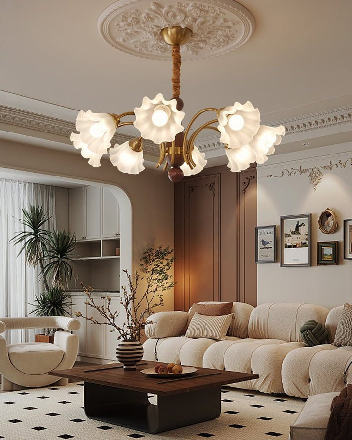 Petal-Inspired Glass Pendant Chandelier