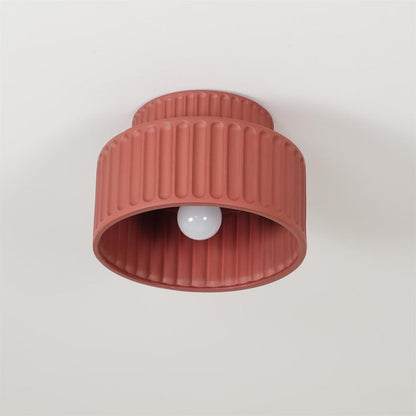 Pleated White Resin LED Ceiling Light