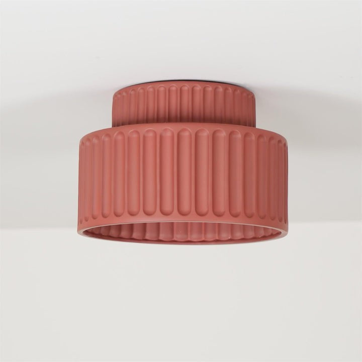 Pleated White Resin LED Ceiling Light