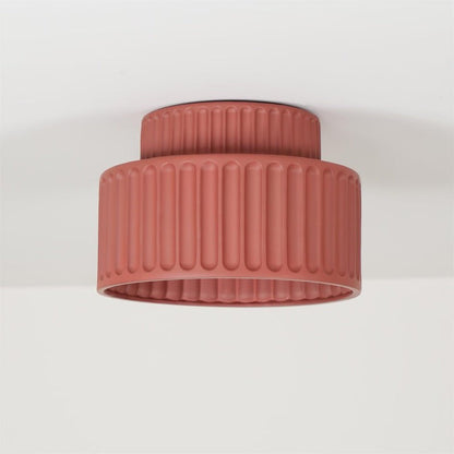 Pleated White Resin LED Ceiling Light