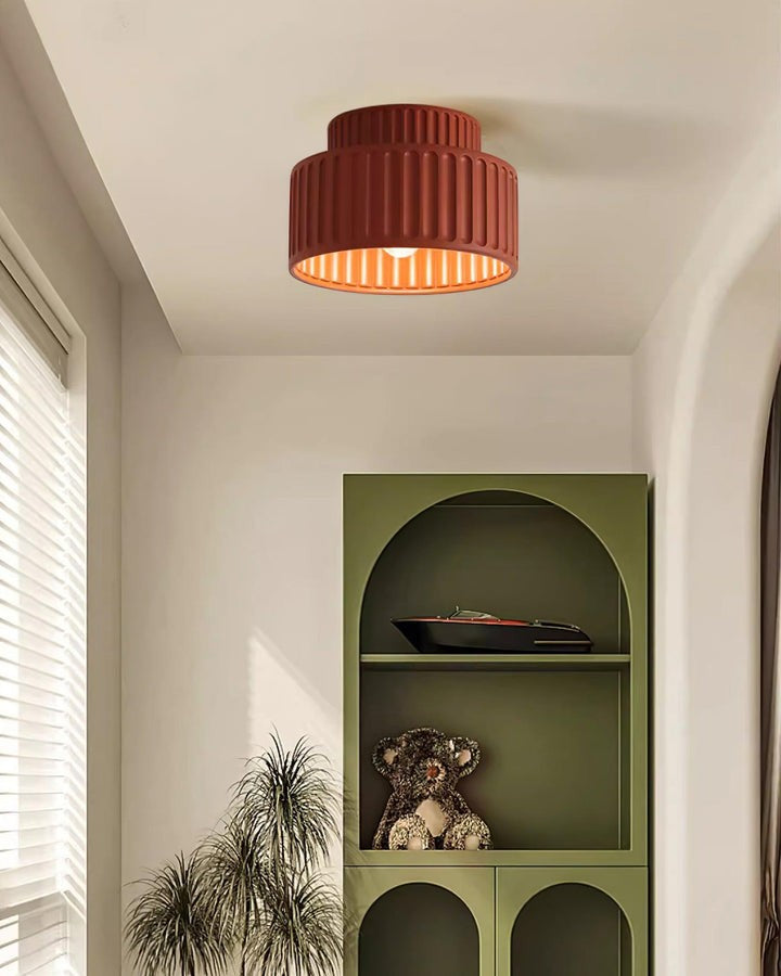 Pleated White Resin LED Ceiling Light