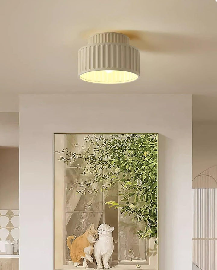 Pleated White Resin LED Ceiling Light