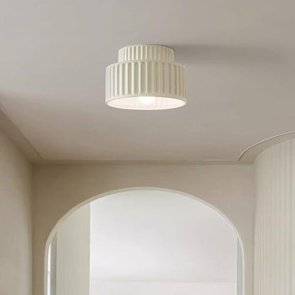 Pleated White Resin LED Ceiling Light