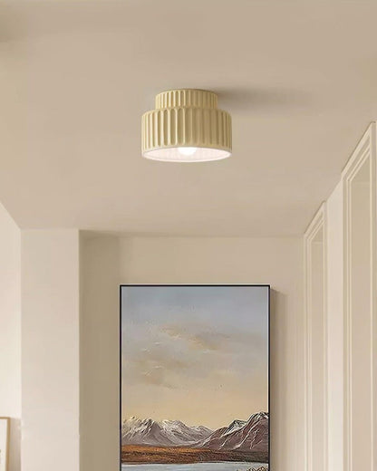 Pleated White Resin LED Ceiling Light