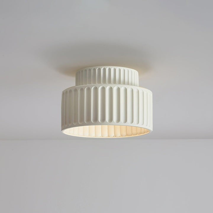 Pleated White Resin LED Ceiling Light