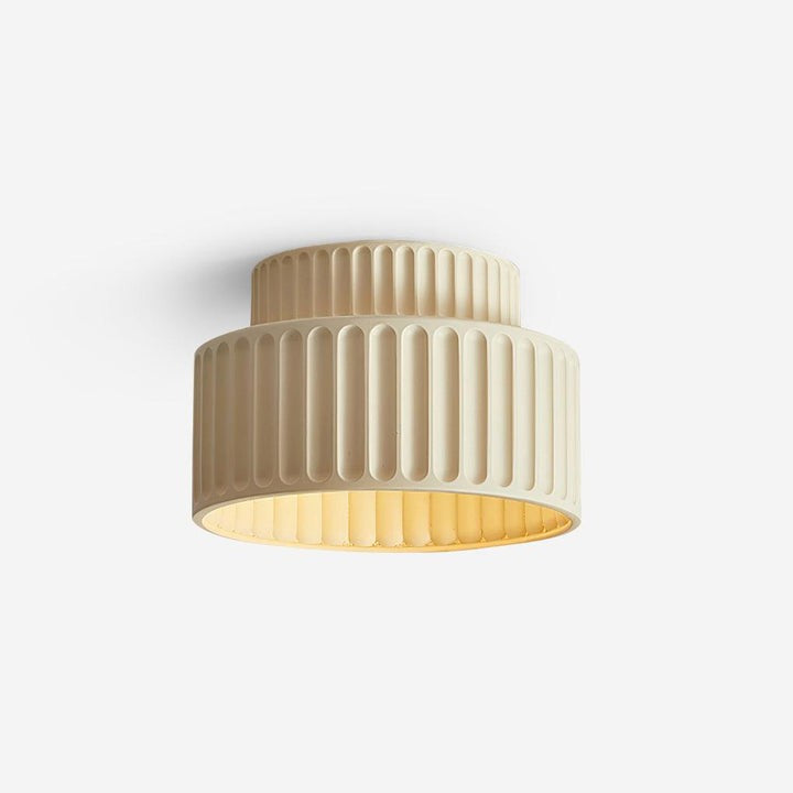 Pleated White Resin LED Ceiling Light