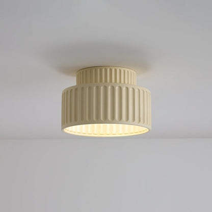Pleated White Resin LED Ceiling Light