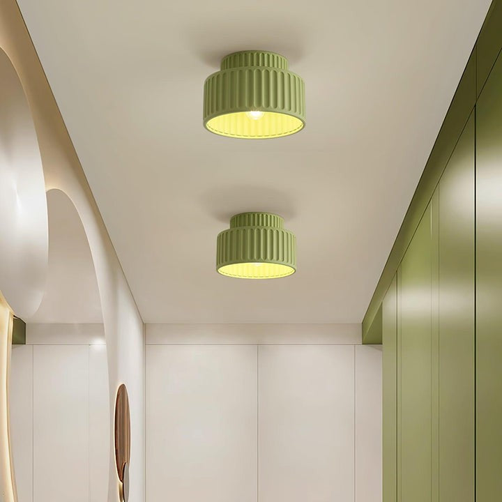 Pleated White Resin LED Ceiling Light