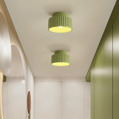 Pleated White Resin LED Ceiling Light