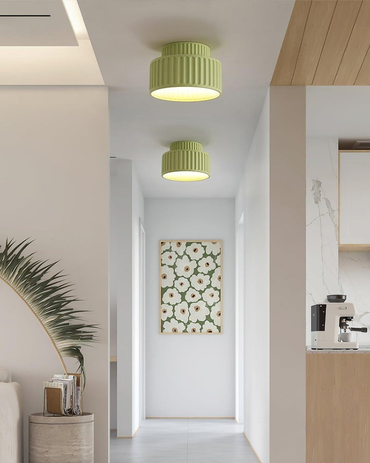 Pleated White Resin LED Ceiling Light
