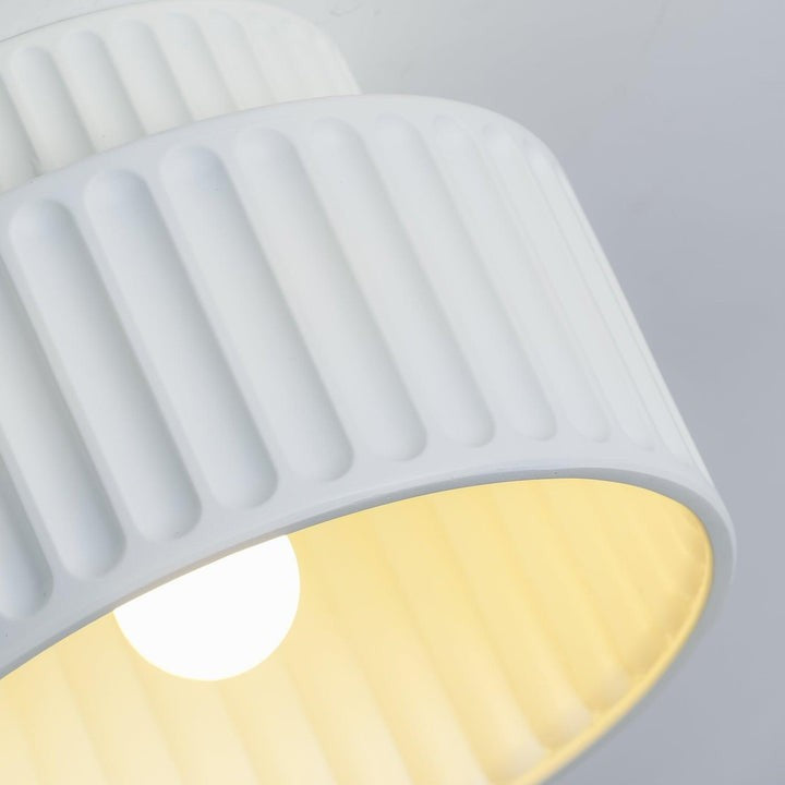 Pleated White Resin LED Ceiling Light