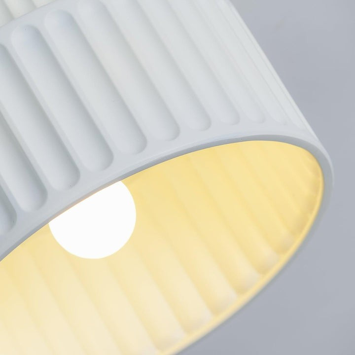 Pleated White Resin LED Ceiling Light
