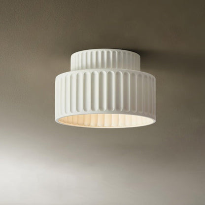 Pleated White Resin LED Ceiling Light
