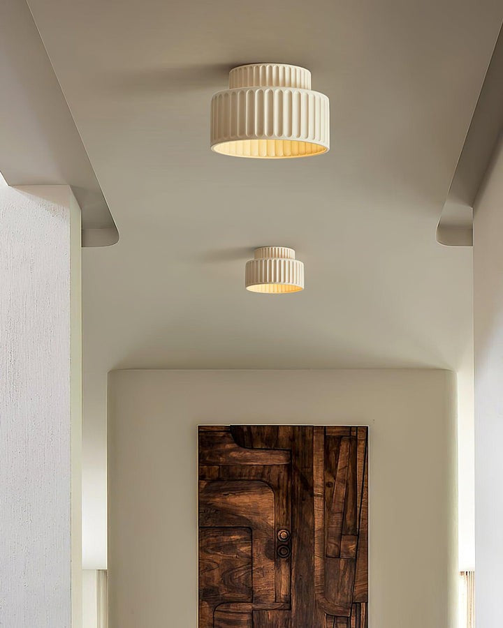 Pleated White Resin LED Ceiling Light