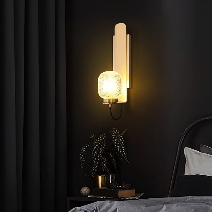 Polished Brass Wall Sconce with Textured Glass Shade