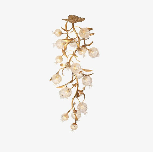 Pomegranate Glass Shade Brass Ceiling Light Fixture