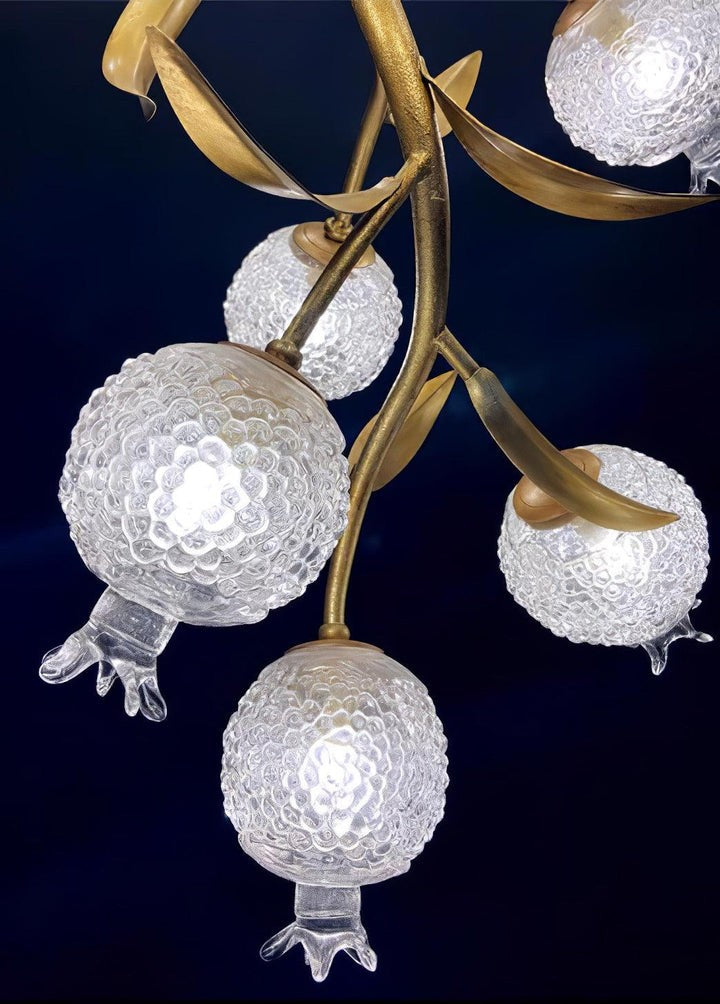 Pomegranate Glass Shade Brass Ceiling Light Fixture