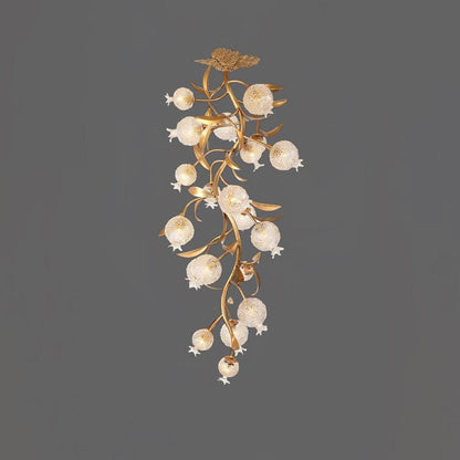 Pomegranate Glass Shade Brass Ceiling Light Fixture