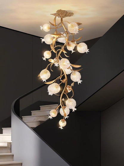 Pomegranate Glass Shade Brass Ceiling Light Fixture