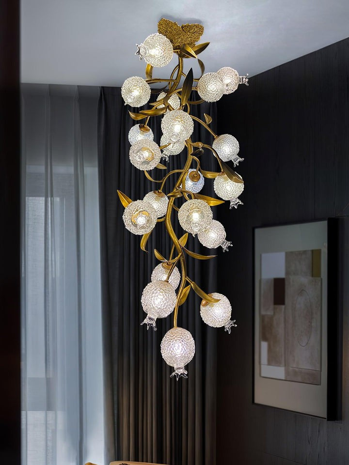 Pomegranate Glass Shade Brass Ceiling Light Fixture
