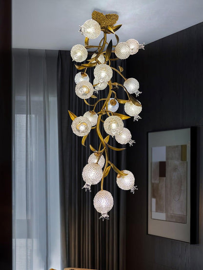 Pomegranate Glass Shade Brass Ceiling Light Fixture