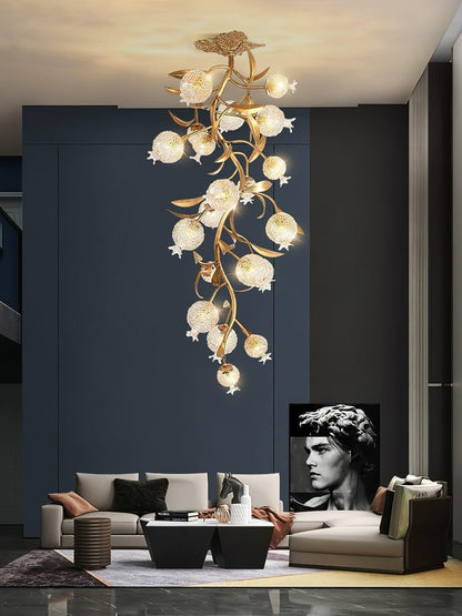 Pomegranate Glass Shade Brass Ceiling Light Fixture