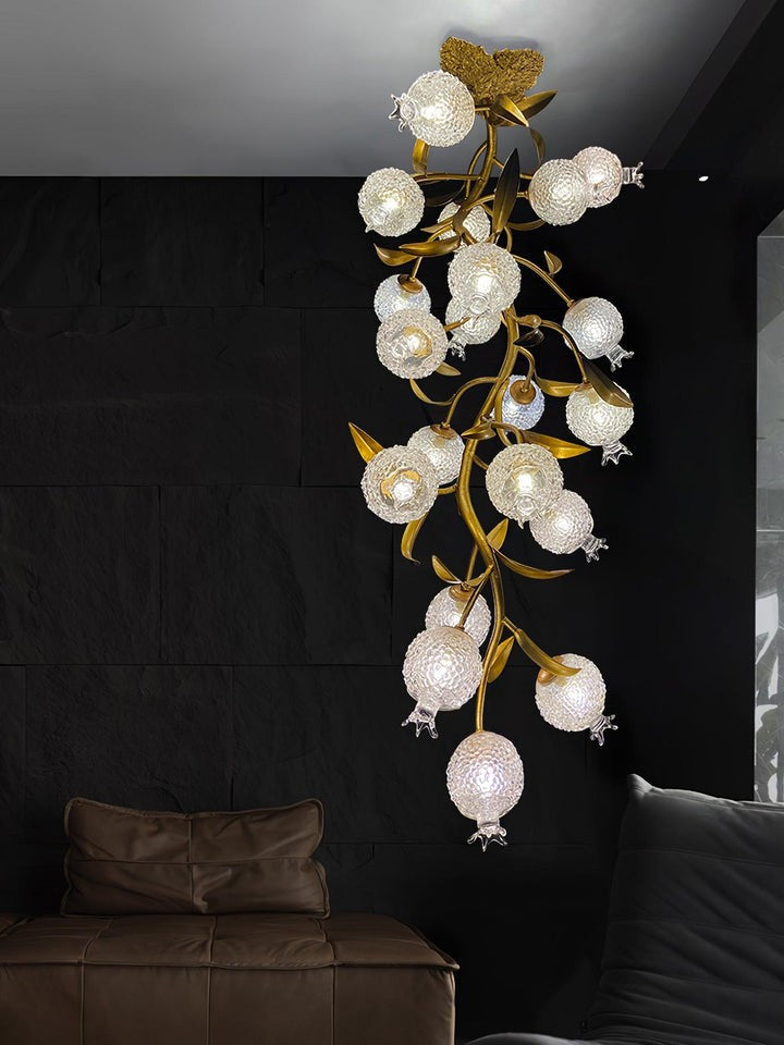 Pomegranate Glass Shade Brass Ceiling Light Fixture
