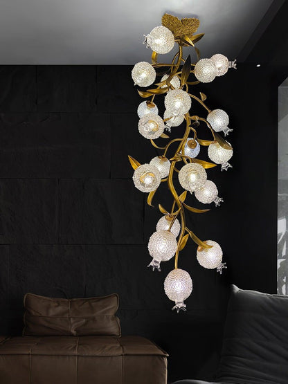 Pomegranate Glass Shade Brass Ceiling Light Fixture