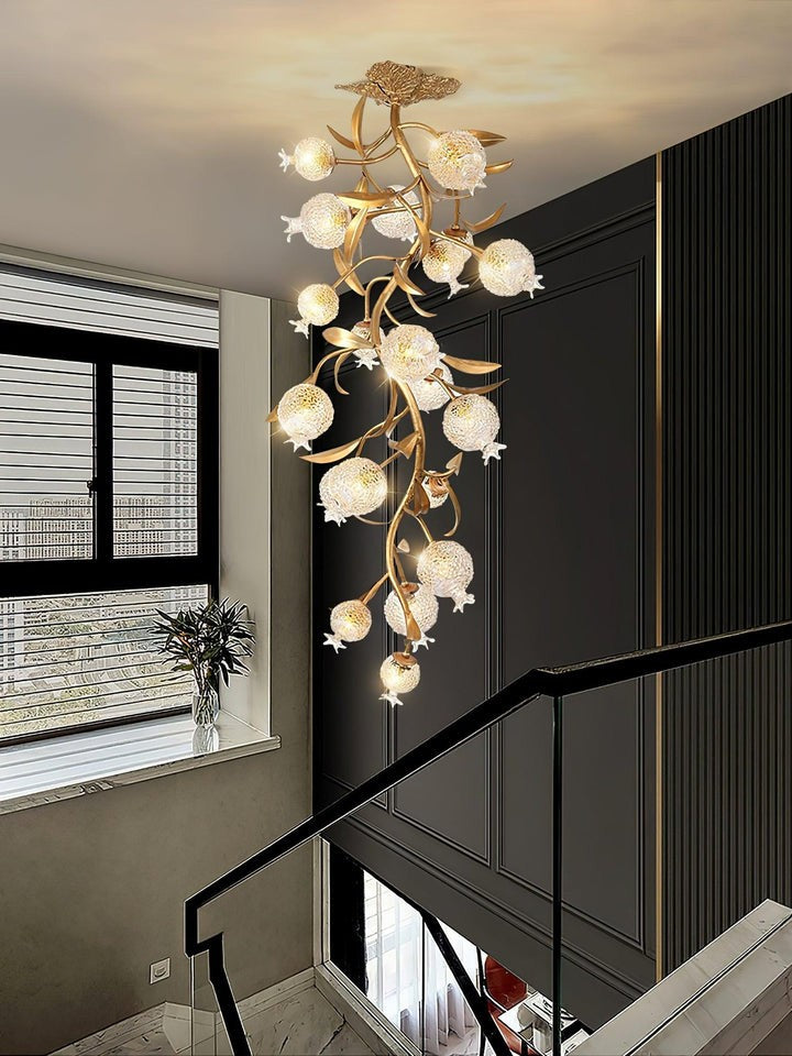 Pomegranate Glass Shade Brass Ceiling Light Fixture