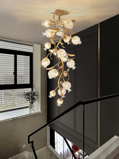 Pomegranate Glass Shade Brass Ceiling Light Fixture
