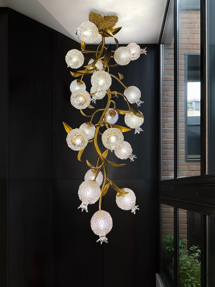 Pomegranate Glass Shade Brass Ceiling Light Fixture