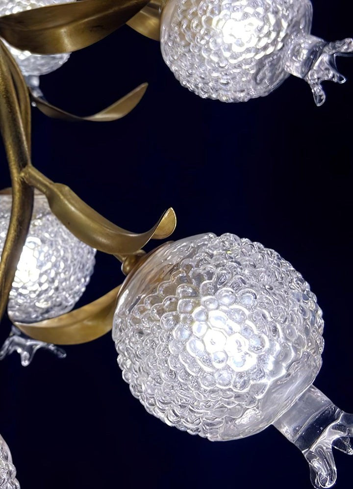 Pomegranate Glass Shade Brass Ceiling Light Fixture